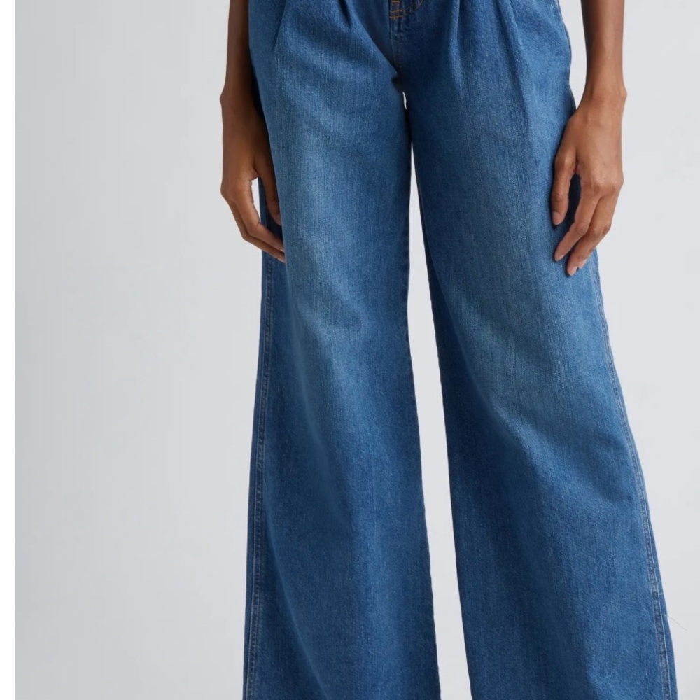 Veronica Beard Women's Mia High Waist Double Pleat Wide-Leg Jean